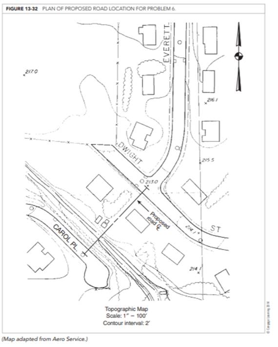 Figure 13-32 shows the location of a proposed road to connect Carol Place to Dwight Street. Design a...-1