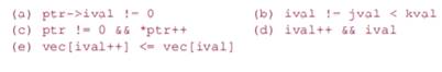 Given that ptr points to a class with an int member named ival, vec is a vector holding ints, and...-1