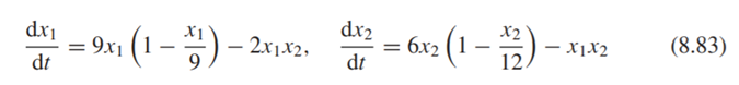 Project. Beltrami (2002) and Gray (2006) post the following problem representing the dynamics of two...