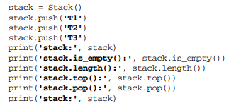 Implement your own Stack class following the pattern used for the Queue class. The Stack class...-1