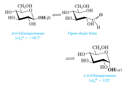 Mutarotation (Section 20.2C) Anomeric forms of a monosaccharide are in equilibrium in aqueous...