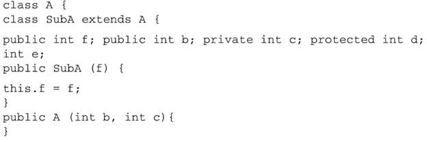 Consider the class A and SubA: Which of the following construction statements are valid? Explain...-1