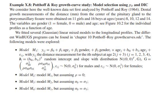 Example X.8: Write a SAS program based on procedure MCMC to obtain parameter estimates for models M1...