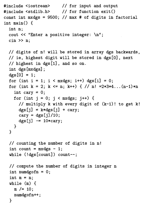 When n is large, the factorial n! can easily cause overflow. Write a function to calculate n! by...-1