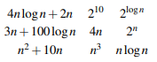 Order the following functions by asymptotic growth rate. For each function f(n) and time t in the...-1