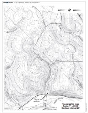 Delineate the hydraulic path for the watershed in problem 7. Problem 7 Delineate the watershed...