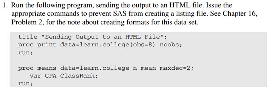 Run the same two procedures as shown in Problem 1, except use the JOURNAL (or FANCYPRINTER) style...