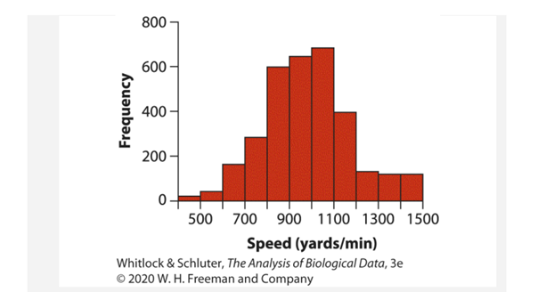 Francis Galton (1894) presented the following data on the flight speeds of 3207 “old” homing pigeons...