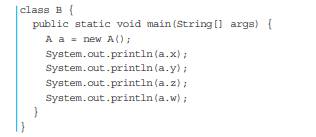 Suppose a class A has four instance variables with four different access levels as follows: and...-2