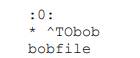 Which part of the following procmail rule is used to specify the lockfile name? A. The first :...