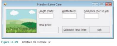 In this exercise, you create an application that can be used to estimate the cost of laying sod on a...