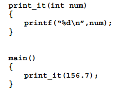 Write a function that takes an integer argument and prints the value to the screen. What is wrong...