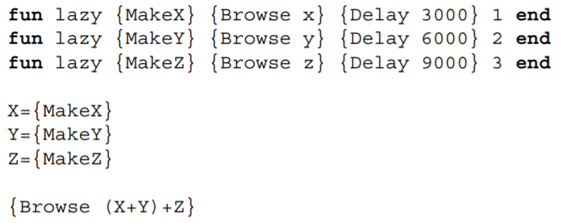 Laziness and concurrency. This exercise looks closer at the concurrent behavior of lazy execution....-1