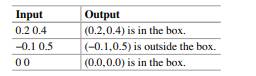 box.py Write a script that determines if a point is inside of the box bounded by the points (0, 0)...