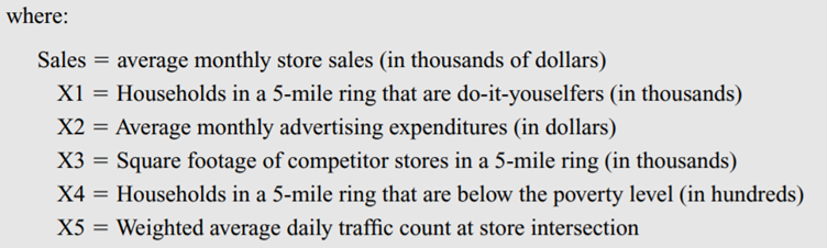 This is a problem in model selection. A “big box” home improvement store has collected data on its...-3