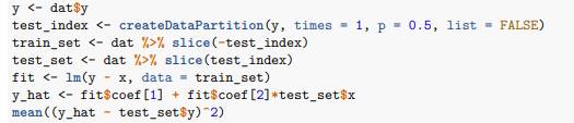 Create a dataset using the following code. Use the caret package to partition into a test and...-2