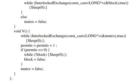 The InterlockedExchange function was described in Section 2.3. It has two parameters and behaves...-2