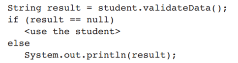 A Student object should validate its own data. The client runs this method, called validateData(),...-1