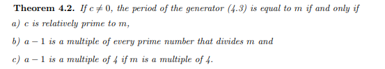 Verify that the choices m = 2p, c = 3 and a = 5 satisfy the conditions of Theorem 4.2. Can you...