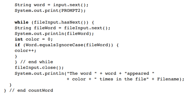 The following program counts the number of occurrences of a given word in a file, but has many...-2