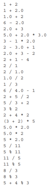 Draw an animal using Processing code. Example Evaluate each of the following arithmetic expressions....-2