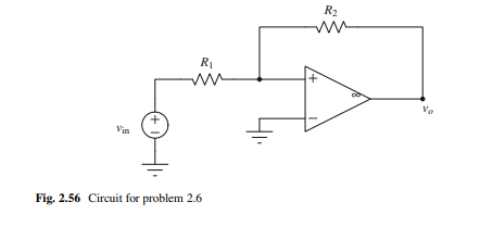 Derive the VTC and validating inequalities for the noninverting Schmitt trigger in Fig. 2.56. Also,...-1