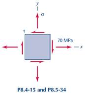 The state of plane stress at a point can be described by a known tensile stress s x = 70 MPa, an...-2