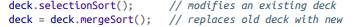 Implement mergeSort recursively. Remember that selectionSort is a modifier and mergeSort is a pure...