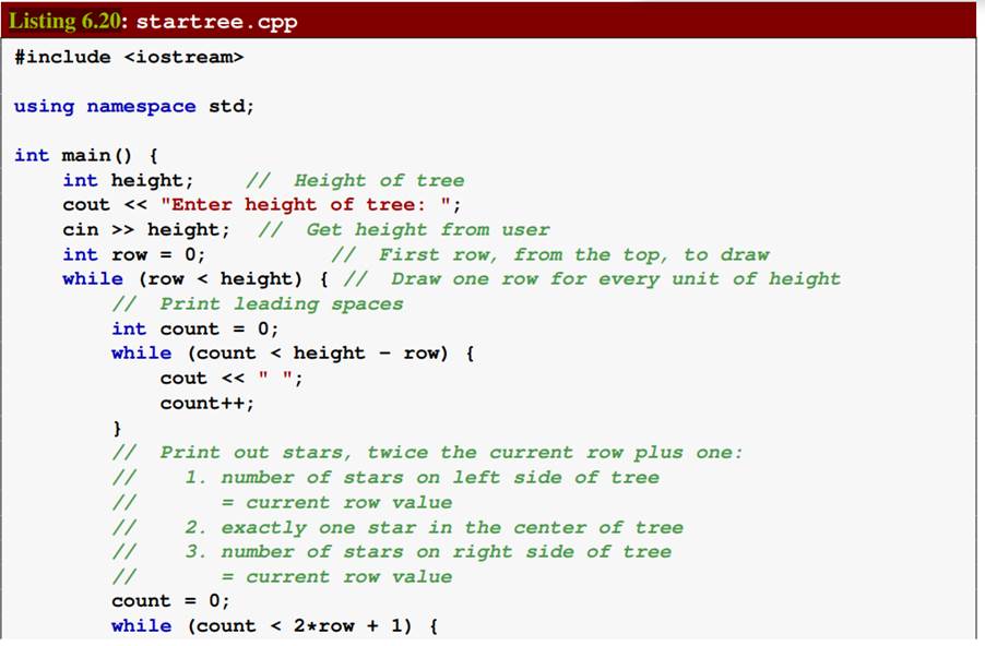 Redesign Listing 6.20 (startree.cpp) so that it draws a sideways tree pointing right; for example,...-2