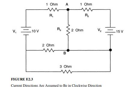 Find the currents I 1 , I 2 , and I 3 and the voltage VA and VB for the circuit given in Figure...