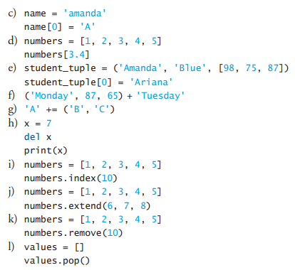 (What’s Wrong with This Code?) What, if anything, is wrong with each of the following code segments?-2