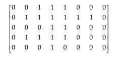 a. Find the area and the center of area for the following binary image: b. find the axis of least...