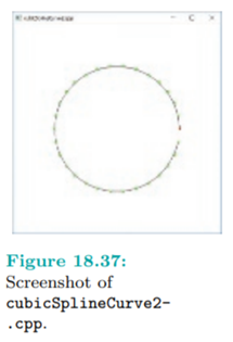 Run cubicSplineCurve2.cpp, which draws the cubic spline approximation of 30 movable control points,...