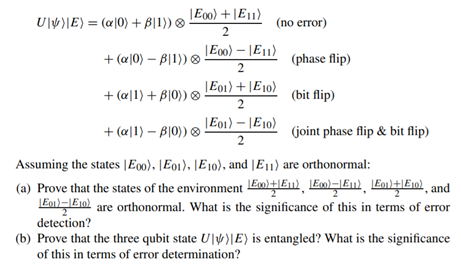 Consider a single logical qubit in a state |? = a|0 + ß|1 that interacts with an environment...