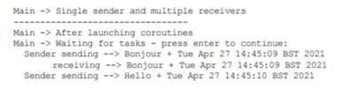 In this exercise you will create three suspending functions; one suspending function will publish...-4