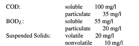 A wastewater is found to have the following characteristics: Estimate S O in mg BOD L /I and X? in...