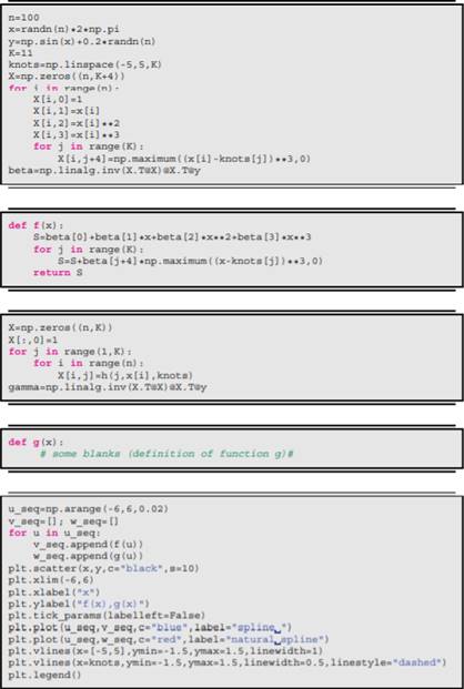 We compare the ordinary and natural spline functions. Define the functions h1,...,hK, d1,...,dK-1,...-2