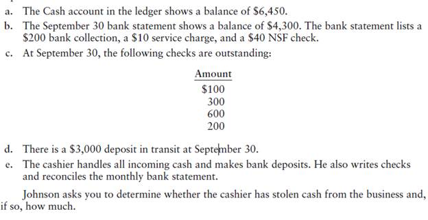 San Diego Harbor Tours has poor internal control over cash. Ben Johnson, the owner, suspects the...