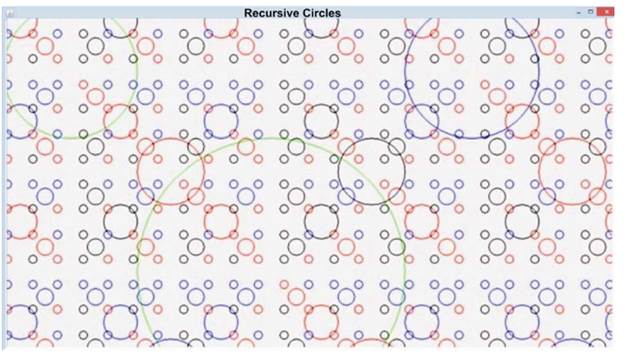 Write a program with a recursive method that draws circles that fills the plane like tiles.We have...