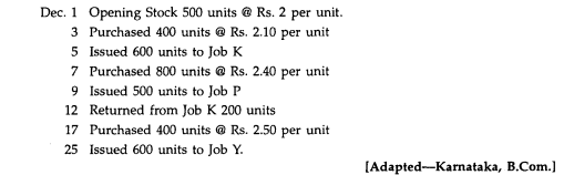 From the following particulars prepare Store Ledger Account showing the pricing of materials issued...