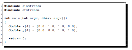 This question assumes that you are starting from the code in the listing below. 1. Extend the code...