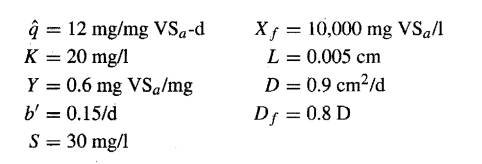 Determine the flux into a steady-state biofilm (J in mg/cm 2 -d) and the concentration of substrate...