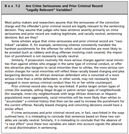 Do you agree or disagree with the argument (see Box 7.2) that crime seriousness and prior criminal...