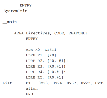 Show the content of registers R1 through R5 after execution of the following program:-2