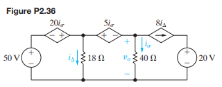 For the circuit shown in Fig. P2.36, calculate (a) i? and vo and (b) show that the power developed...