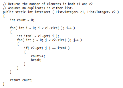 intersect, shown below, returns the number of elements that are in both lists. Assume both lists...