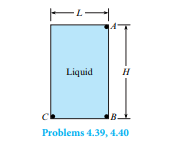 Th e closed tank shown, which is full of liquid, is accelerated downward at 2 3 g and to the right...