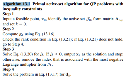 By applying Algorithm 13.1, solve the following QP problems:-3