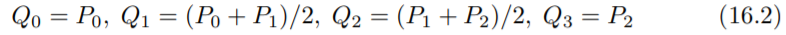 Run tessellatedCurve.cpp. You see the three input vertices and an initially 5-segment B´ezier curve...-2