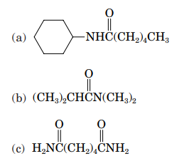 From what carboxylic acid and amine or ammonia can each amide be synthesized?